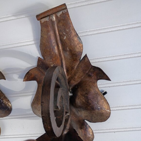 Large Metal Wall Sconces Candelabras Torch Candle Holder Mexican MCM Vtg 16 inch - Picture 7 of 16